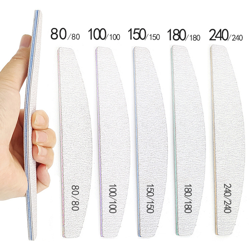 5pcs Nail File 100/180 Sandpaper Strong Thick Nail Files Sanding Half Moon Lime nail accessories and Tools
