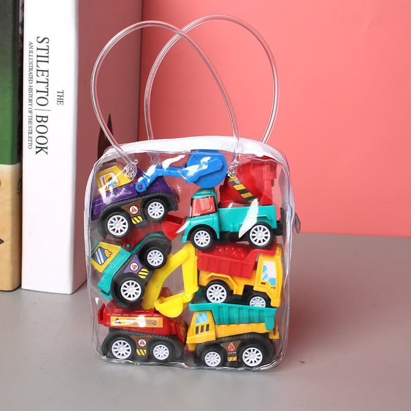 6pcs Car Model Toy Pull Back Car Toys Mobile Vehicle Fire Truck Taxi Model Kid Mini Cars Boy Toys Gift &