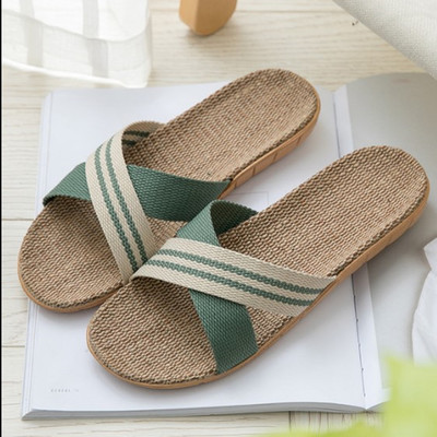 Linen slippers home men and women indoor slippers non-slip summer sandals slippers men and women SUN1XZ99