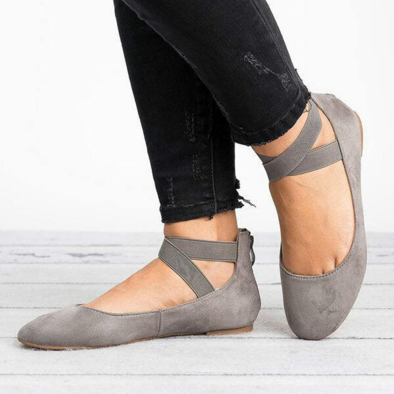 Autumn new flat sole shoes shallow mouth elastic bandage mother shoes round head women's shoes