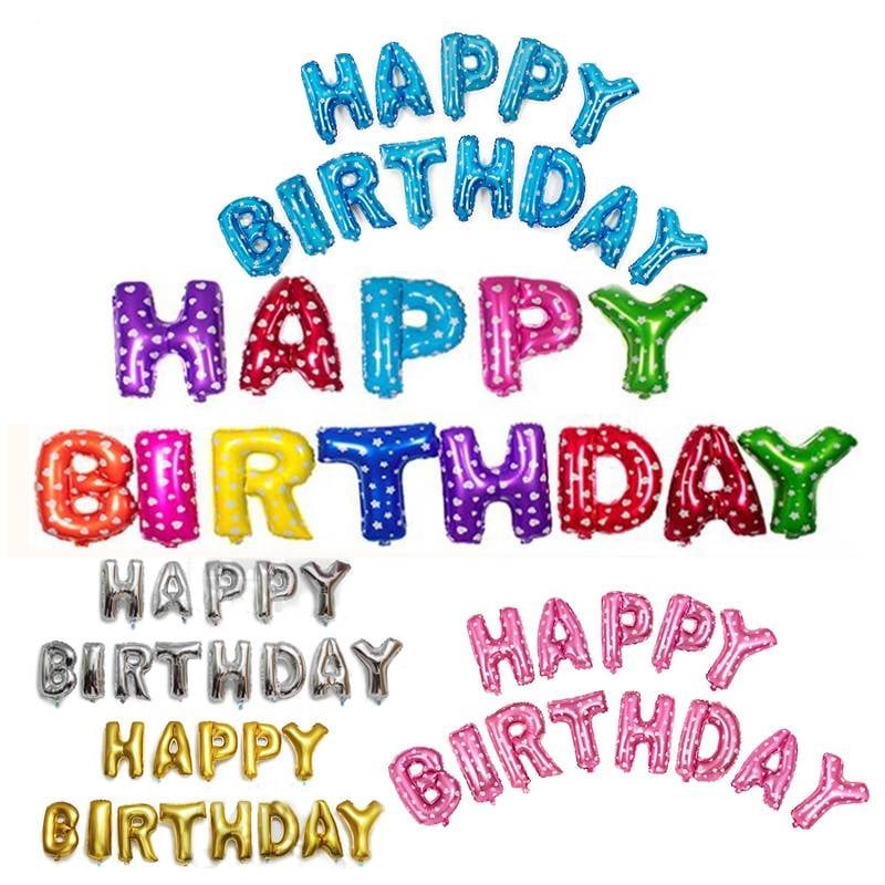 16 inches Multicolor Letters HAPPY BIRTHDAY Foil Balloons Silver Gold Children Letter Ballons party Decorations Supplies