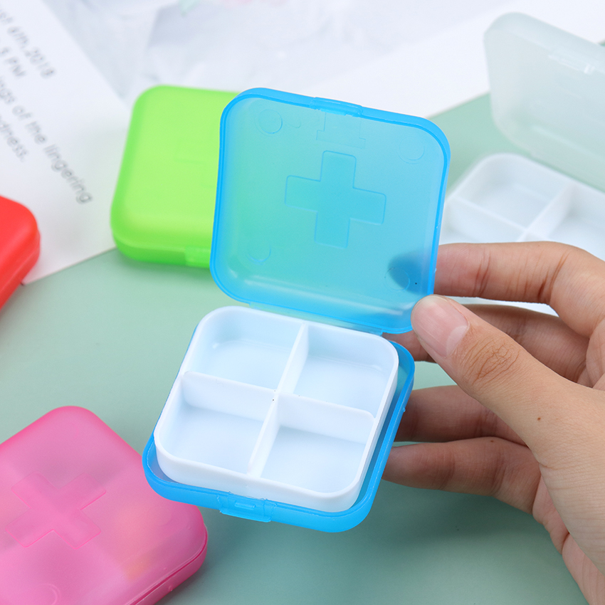 1PC Portable 4 Slots Pill Medicine Box Holder Storage Organizer Container Case Pill Box Splitters Travel Pill Cases