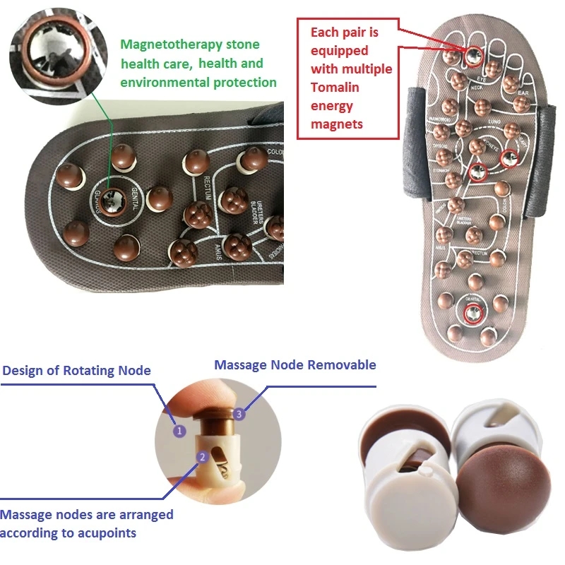 Foot Massage Acupuncture Slippers Acupoint Activation Reflexology Spring Magnetic Therapy Relieve Foot Pain Meridians Arthritis