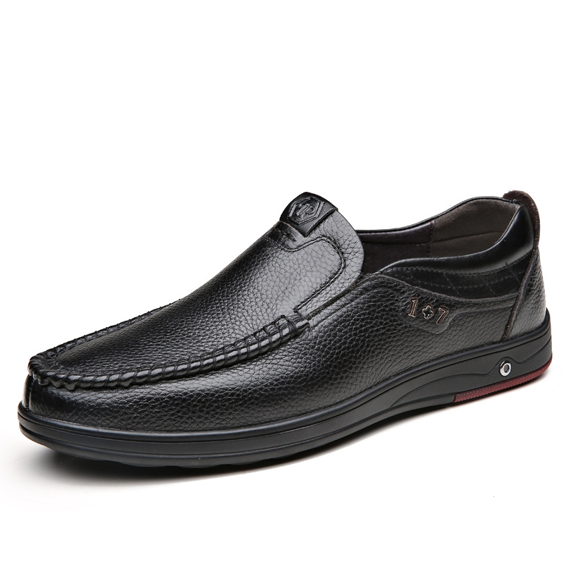 2025 Newly Men's Genuine Leather Shoes Size 38-47 Head Leather Soft Anti-slip Driving Shoes Man Spring Leather Shoes