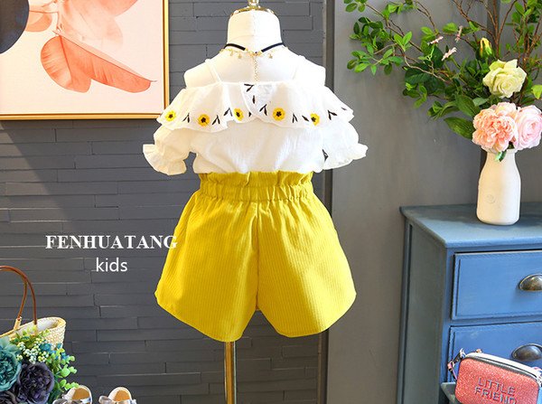Summer Girls Clothes Sets Children's Clothing Fashion Girl Shirt Top+ Shorts Suits Kids Clothing 2pcs &