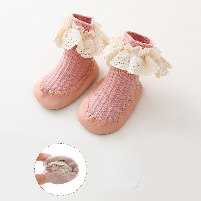 0-2Y autumn and winter baby slippers and socks, baby socks, anti-skid soles, children's socks, princess socks, shoes