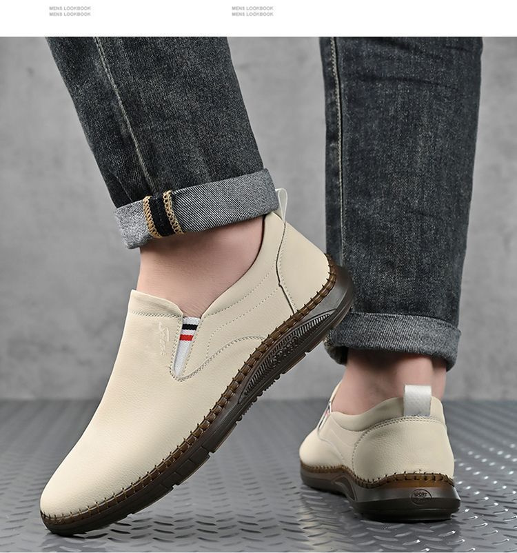 Men's Shoes Round Toe Ltalian Casual Cow Leather Loafers Dress Shoes