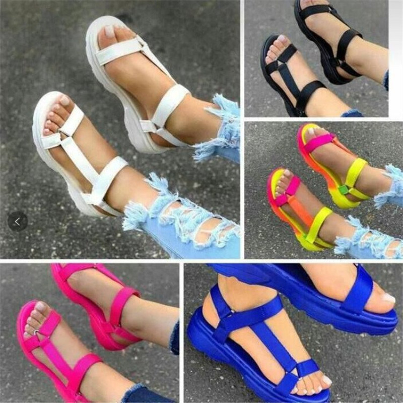 Beach Shoes Woman 2023 Summer Sandals Woman Non-Slip Casual Multi Color Shoes Fashion Solid Open Toe Sandals Daily Comfortable