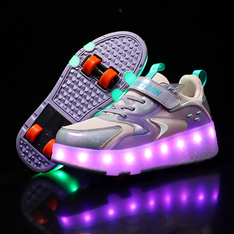 Hiking shoes, four-wheel automatic roller skates, roller shoes with shoelaces and wheels, student roller skates
