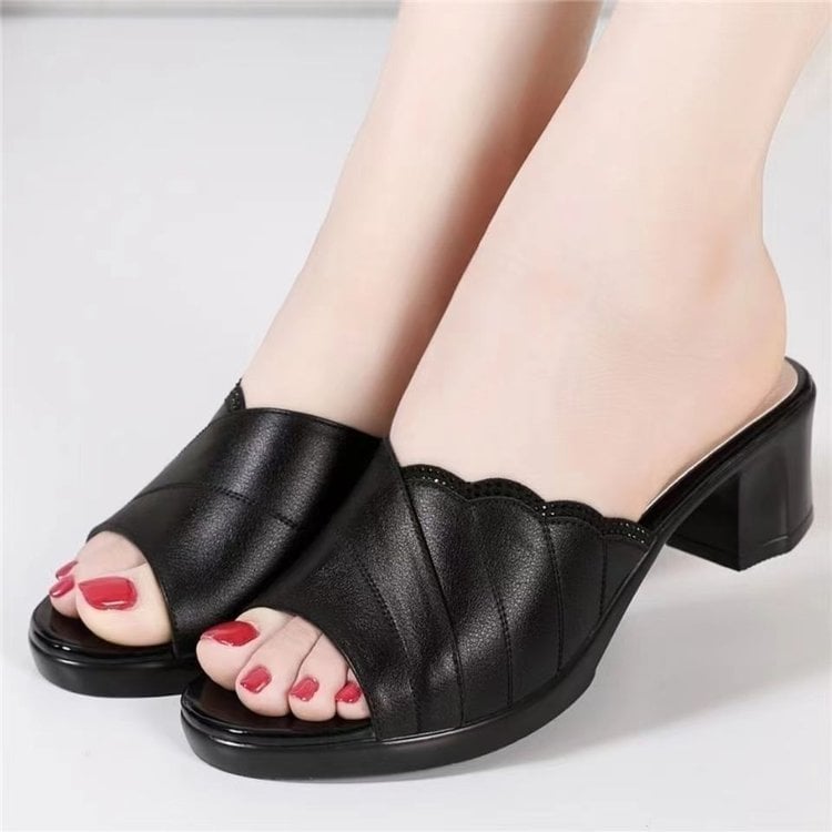 Women Summer Fashion Genuine Leather Casual Sandals Shoes Open Toe Comfort Soft Beach Slippers