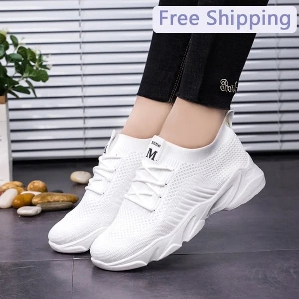 Air-permeable and portable sports shoes Fei woven mesh leisure shoes Korean version of Baitao women's shoes