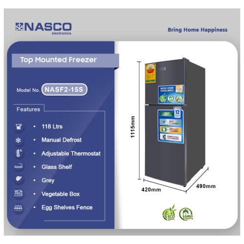 NASCO 118L TABLE TOP FRIDGE SILVER