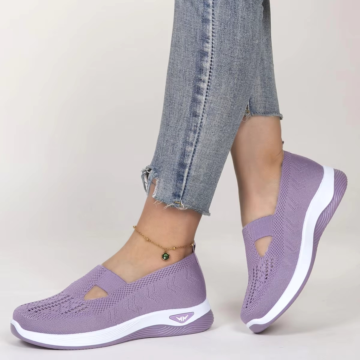 Spring new women's sports shoes, fashionable, breathable, lightweight, non-slip, wear-resistant, casual sports shoes, flat shoes