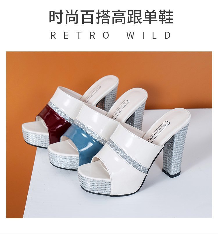 New Thick-Soled Slippers Women Shoes Square Heel Platform Sandals Summer Fashion Outer Wear Fish Mouth High Heels