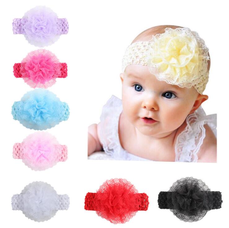 Baby Hair Bands Girls Lace Flower Baby Headband Hair Elastic Band Flower Hair Accessories Wrap Band Flower