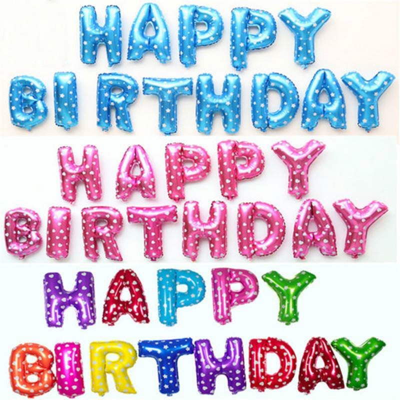 16 inches Multicolor Letters HAPPY BIRTHDAY Foil Balloons Silver Gold Children Letter Ballons party Decorations Supplies