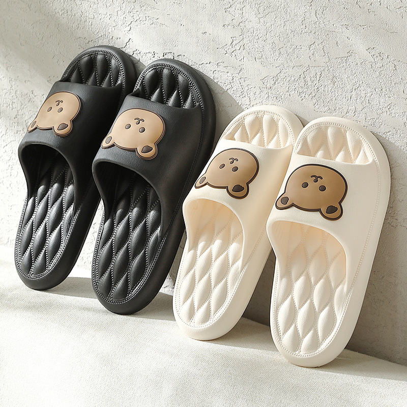 Feet feeling slippers Wearing indoor home anti-skid bathroom in summer Lovers cute cartoon home sandals
