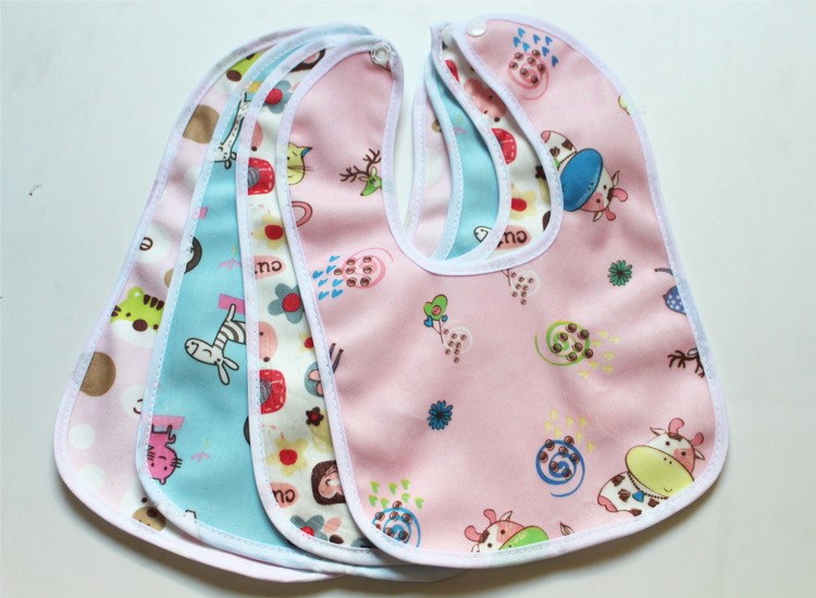 10pcs Baby Cartoon Snap Waterproof Bib Super Soft Baby Bib Newborn Crystal Velvet Saliva Towel