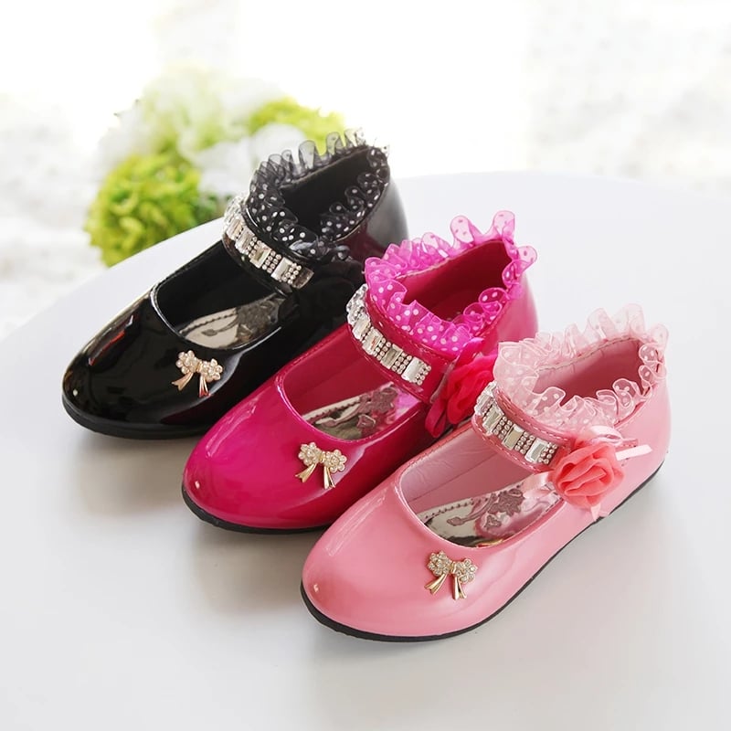 New Children Elegant Princess PU Leather Sandals Kids Girls Wedding Dress Party Beaded Shoes For Girls chaussure