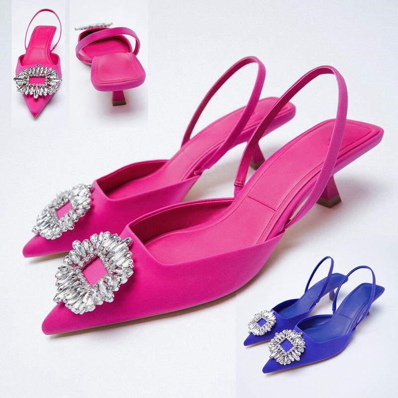 Summer New Green Rhinestone Temperament Wedding Shoes Muller Shoes Fairy Pointed Toe Flat Single Shoes Sandals