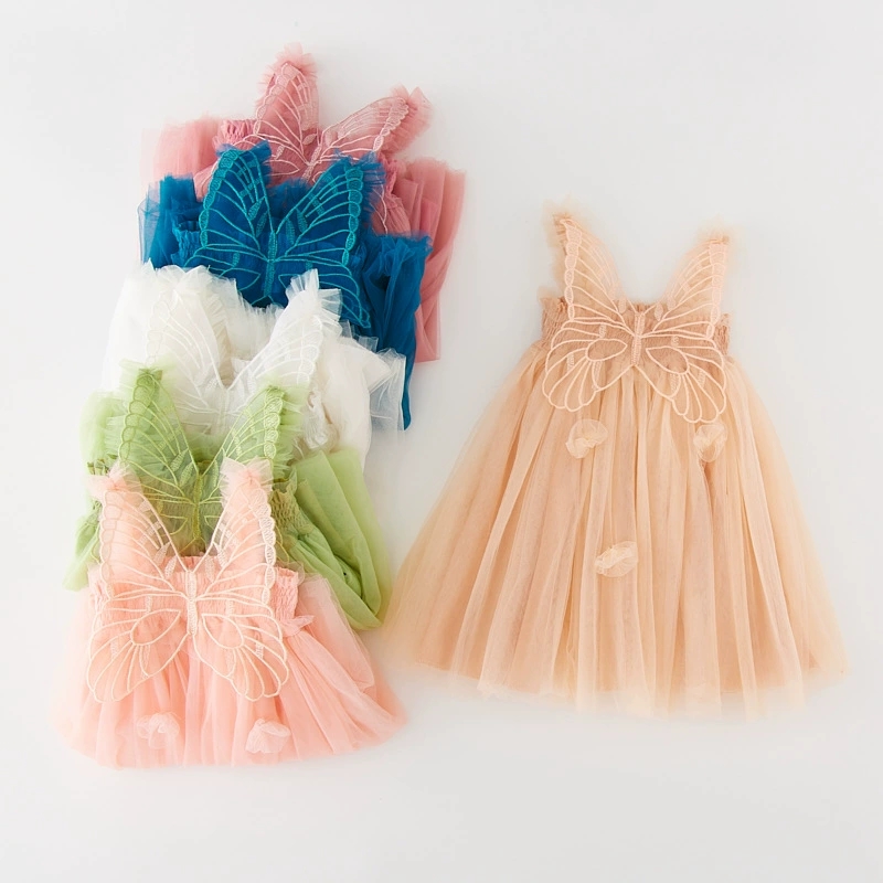 Lace Suspenders Dress Toddler Girls Angel Wings Princess Clothing Birthday Cute Summer Tutu Dress