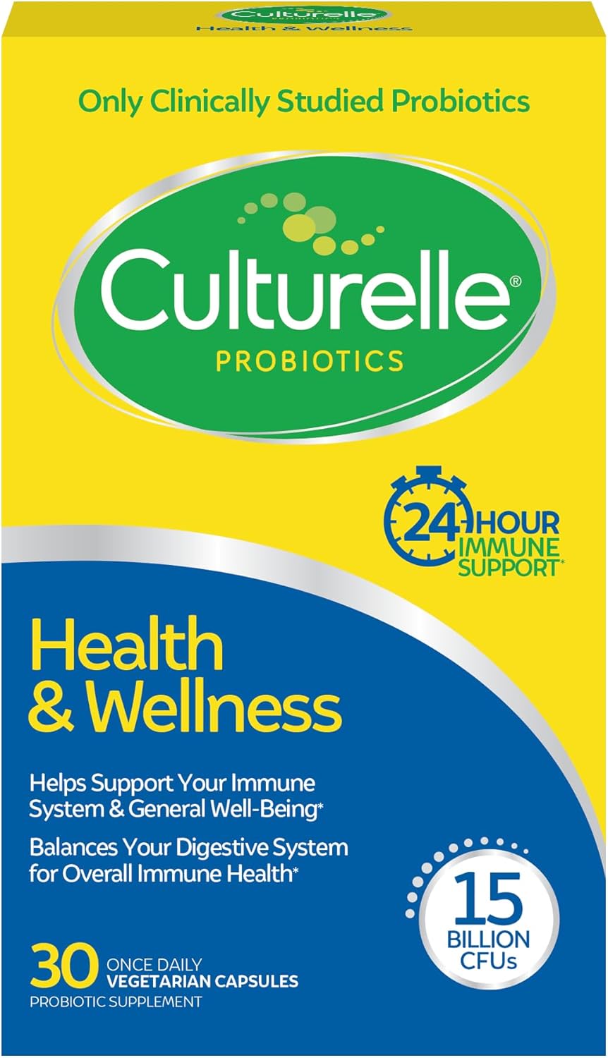 Culturelle Health & Wellness Daily Probiotic Supplement For Men & Women, Helps Support Your Immune System, Occasional Diarrhea, Gas & Bloating, 15 Bil