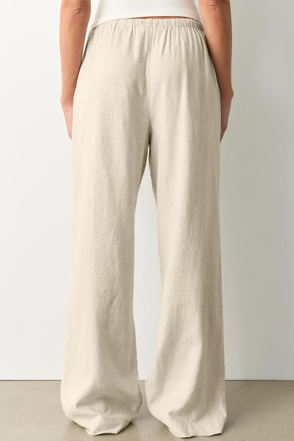 CHYRII Women's Summer Casual Wide Leg Pants Cotton Linen Palazzo Pants Beach Vacation Outfits Trouser with Pockets