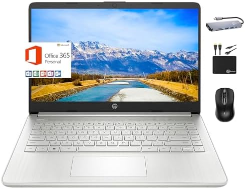 HP 2024 Premium 14" Micro-Edge Portable Laptop Student Business, Intel Quad-Core N4120, 4GB RAM, 192GB (128GB eMMC+ 64GB Card), Webcam, WiFi, Windows