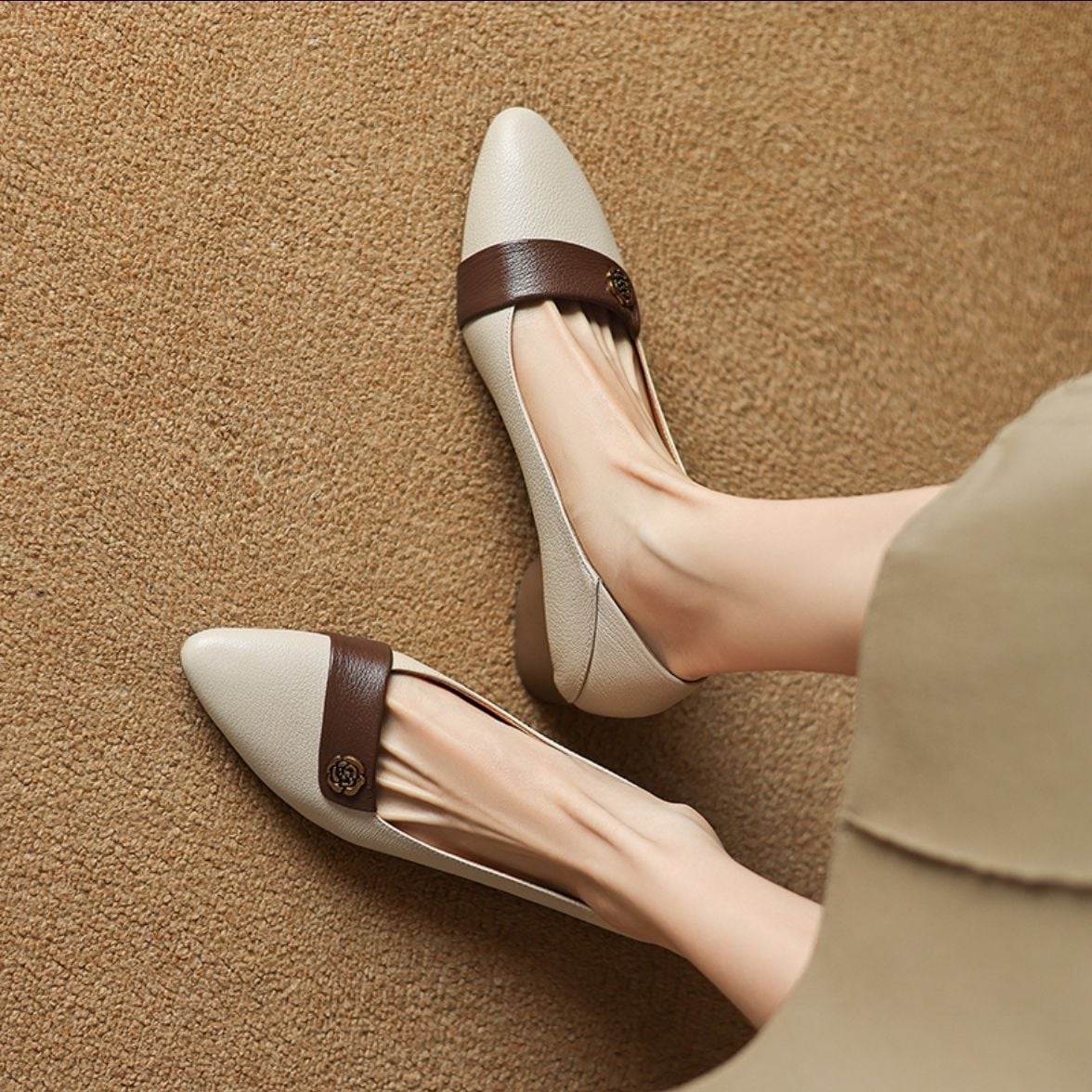 Spring Autumn Elegant Pointed Toe Thick Heel Women's Single Shoes New Shallow Mouth Versatile Comfortable Breathable High Heels