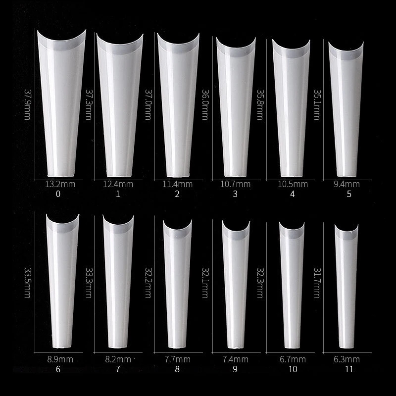 Extra Long Coffin Nail Tips 504 Pcs XXL Coffin Shape Nail Tips Clear/Natural Half Cover Nail Tips for Acrylic False Nail 12 Size