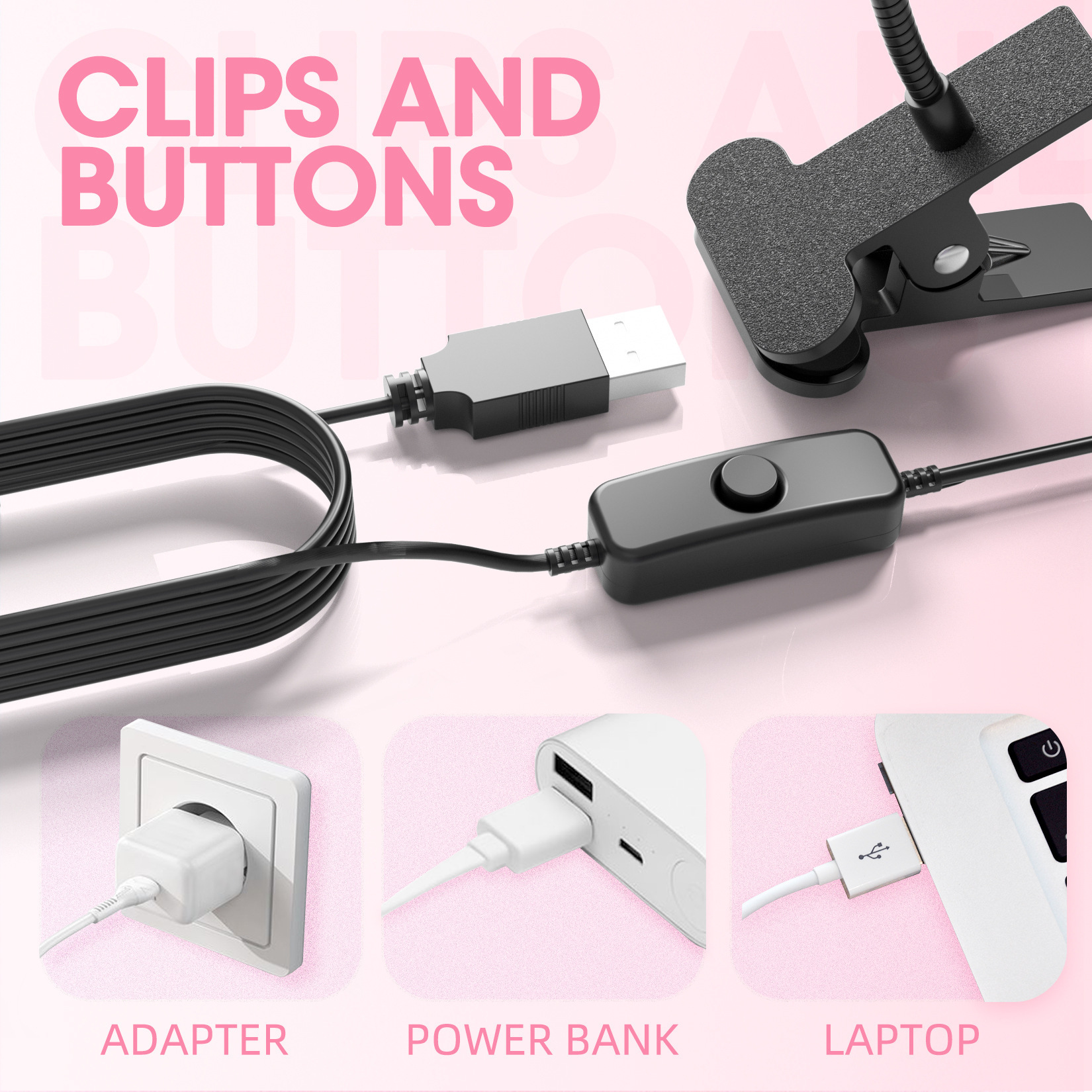 LED Clip Desk Lamp Rechargeable USB Led Flexible Table Lamps Cash Medical Product Detector UV Gel Curing Light For DIY Nail Art