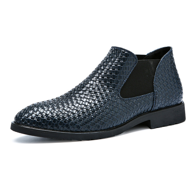 Mens Fashion Martin Boots Slip On 2023 Genuine Leather Ankle Dress Boot Mens Casual Shoes Work Boots Luxury Brand