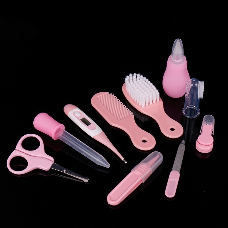 10 /set Baby Thermometer Hairbrush Nail Scissors Nail Clippers Nasal Aspirator