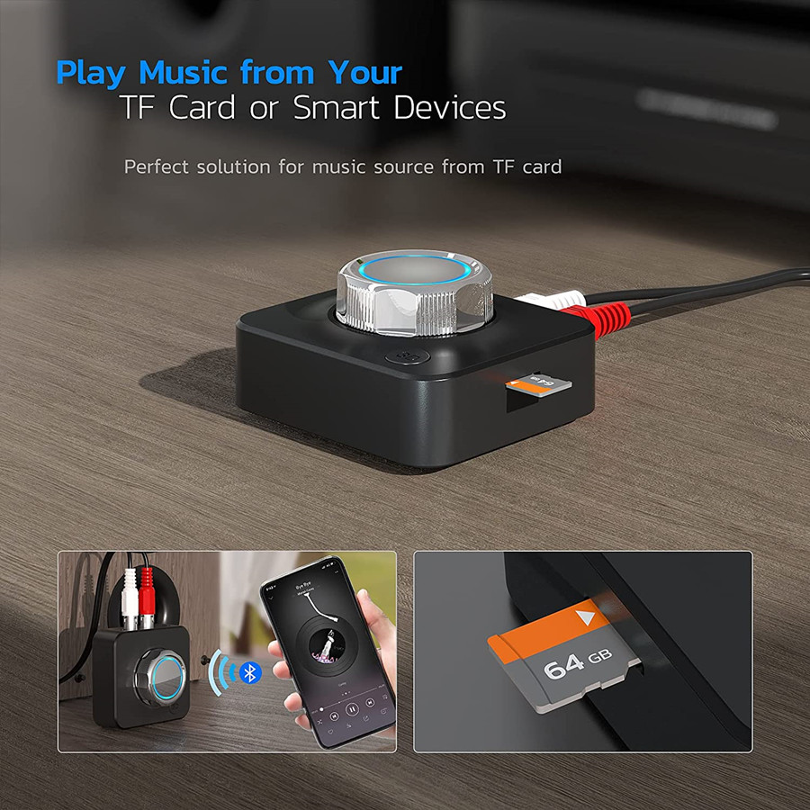 Bluetooth 5.0 Audio Receiver 3D Stereo Music Wireless Adapter TF Card RCA 3.5mm 3.5 AUX Jack For Car kit Wired Speaker Headphone