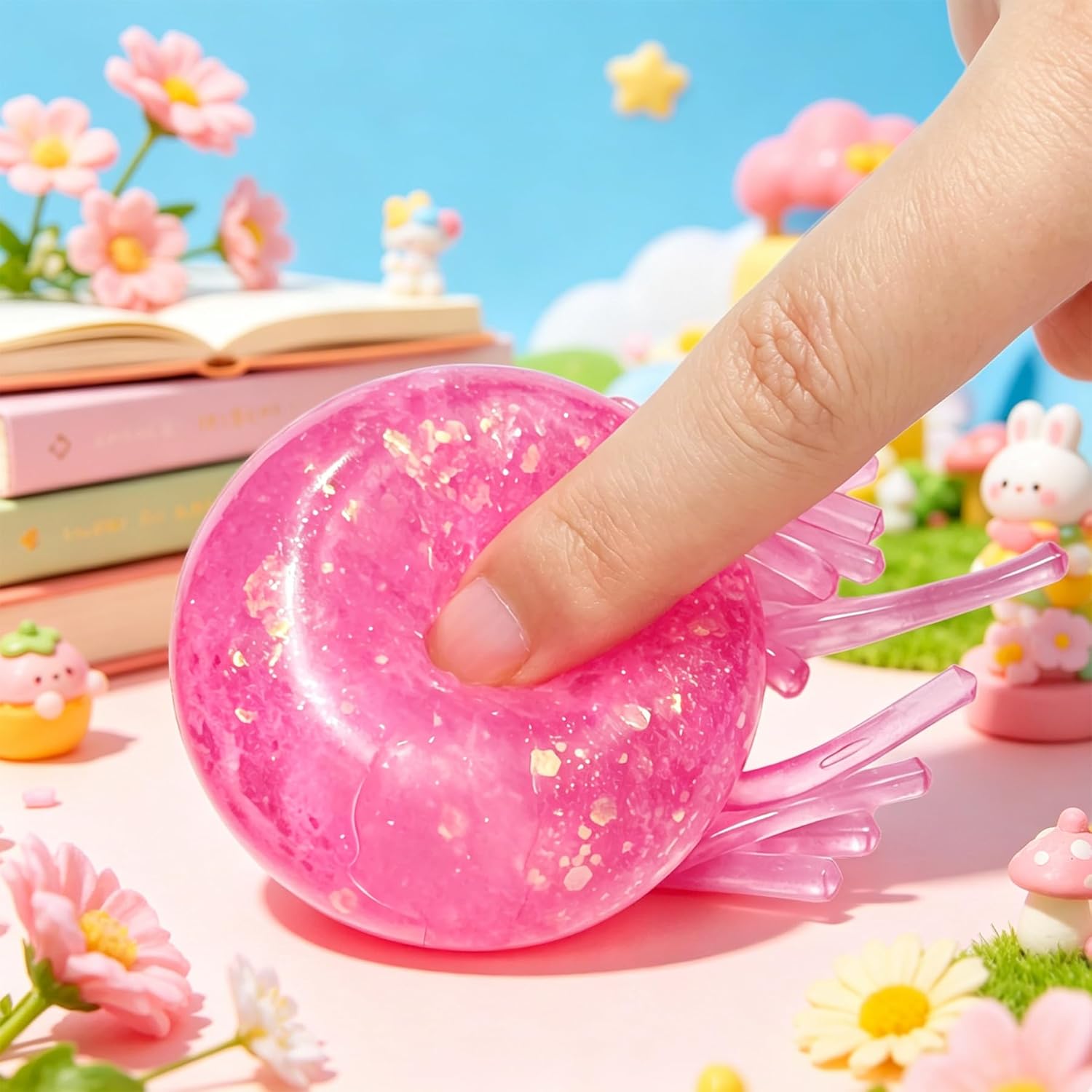 2Pcs Jellyfish Squeeze Toys, Drop Malt Sugar Balls Relieve Stress, Fidget Toy with a Super Solid for Kids, Sensory Toys for Anxiety and Stress Relief,