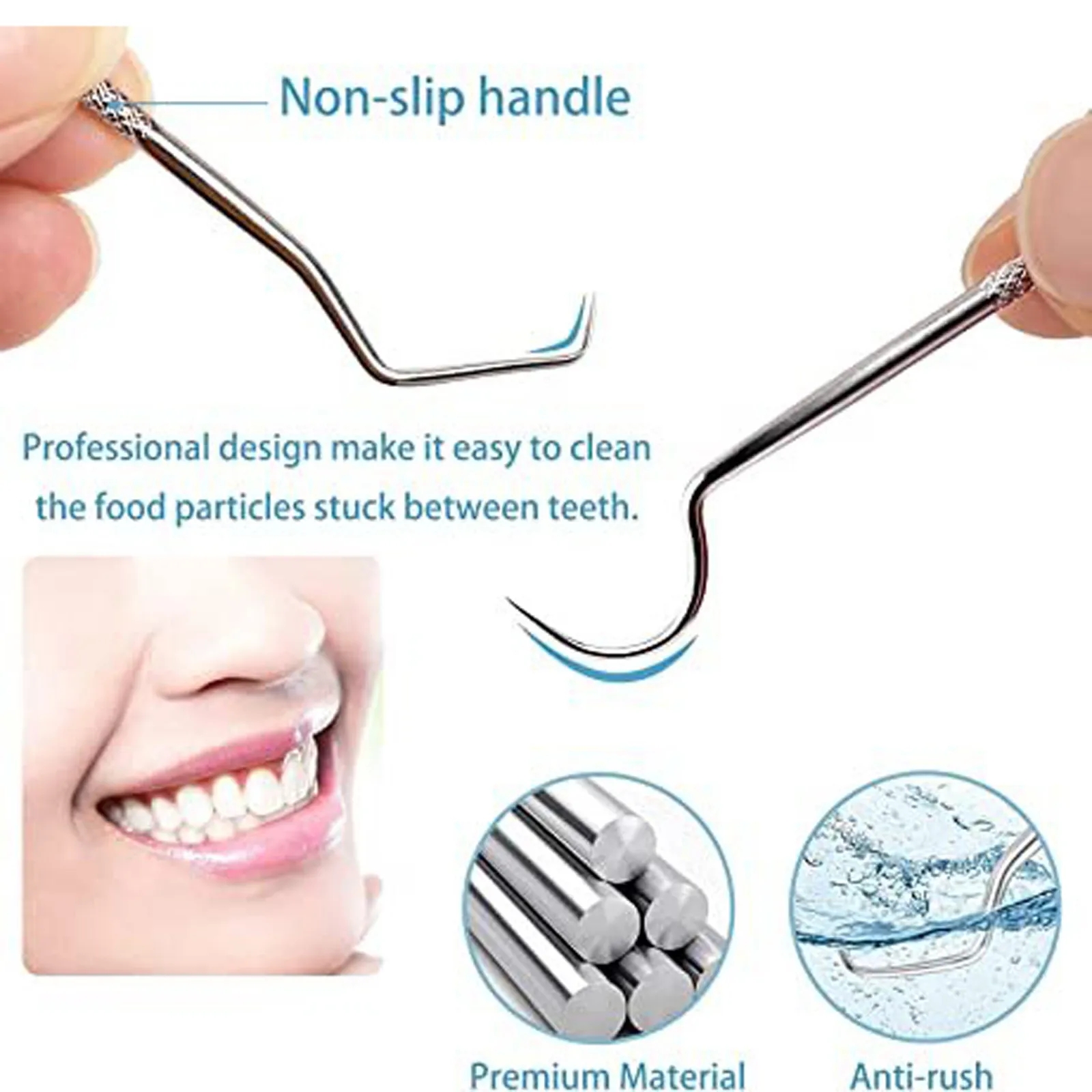 7pcs Stainless Steel Toothpick Set Professional Dental Cleaning Kit Reusable Toothpicks Portable Toothpick Floss Teeth Cleaner