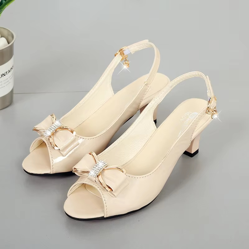 Summer Female High Heels New Fashion Women Pumps Sexy Open Toe Fish Mouth Shoes Ladies Bowknot Party Sandals Plus Size 42