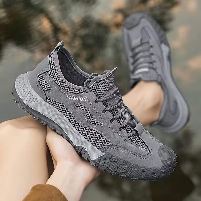 New Men's Casual Shoes Outdoor Mesh Hiking Shoes Summer Breathable Sports Running Shoes Non-slip Hard-Wearing Work Footwear