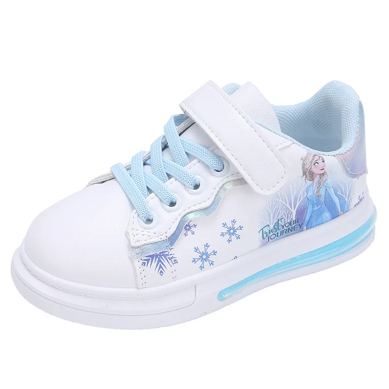 Four Seasons Children's Shoes Soft Bottom Fashion Leather Kids Flat Sneakers Cartoon Princess Girls Casual Sports Running Shoes