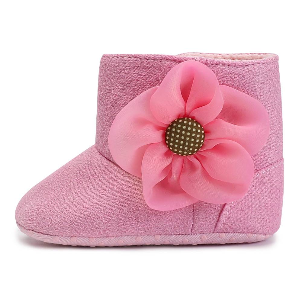Newborn Baby Toddler Boy Girl Soft Sole Flower Bow Crib Shoes Warm Boots Prewalker 0-18M