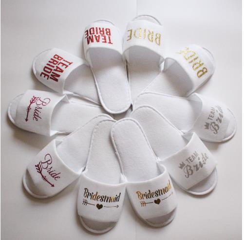 1 pair of bridal slippers Wedding decoration Bride to be team Bridal disposable slippers Bridal shower Hen party decoration DIY