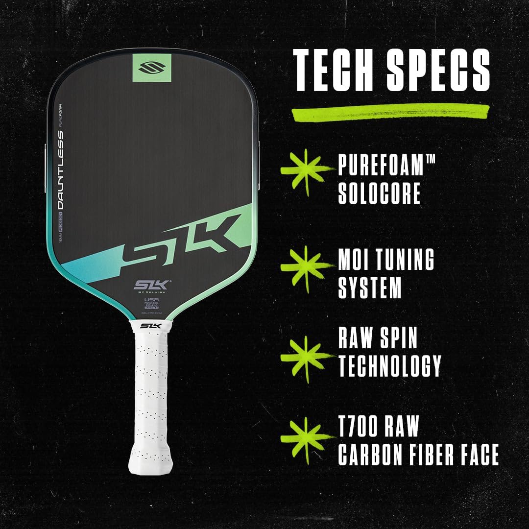 Selkirk Sport SLK Dauntless Pickleball Paddle | T700 Raw Carbon Fiber Pickleball Paddles | High Spin & Control with PureFoam Core