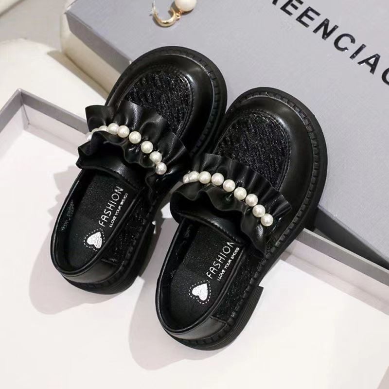 Girls' shoes Spring and Autumn new children's small leather shoes, medium to large girls' mesh shoes, anti slip princess sh