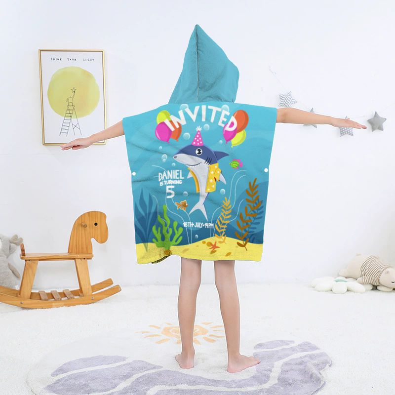 Girls Unicorn Bathrobe Boys Shark Beach Towel Baby Mermaid Cape Towels Children Bathing Stuff Kids Microfiber Washcloth Blanket