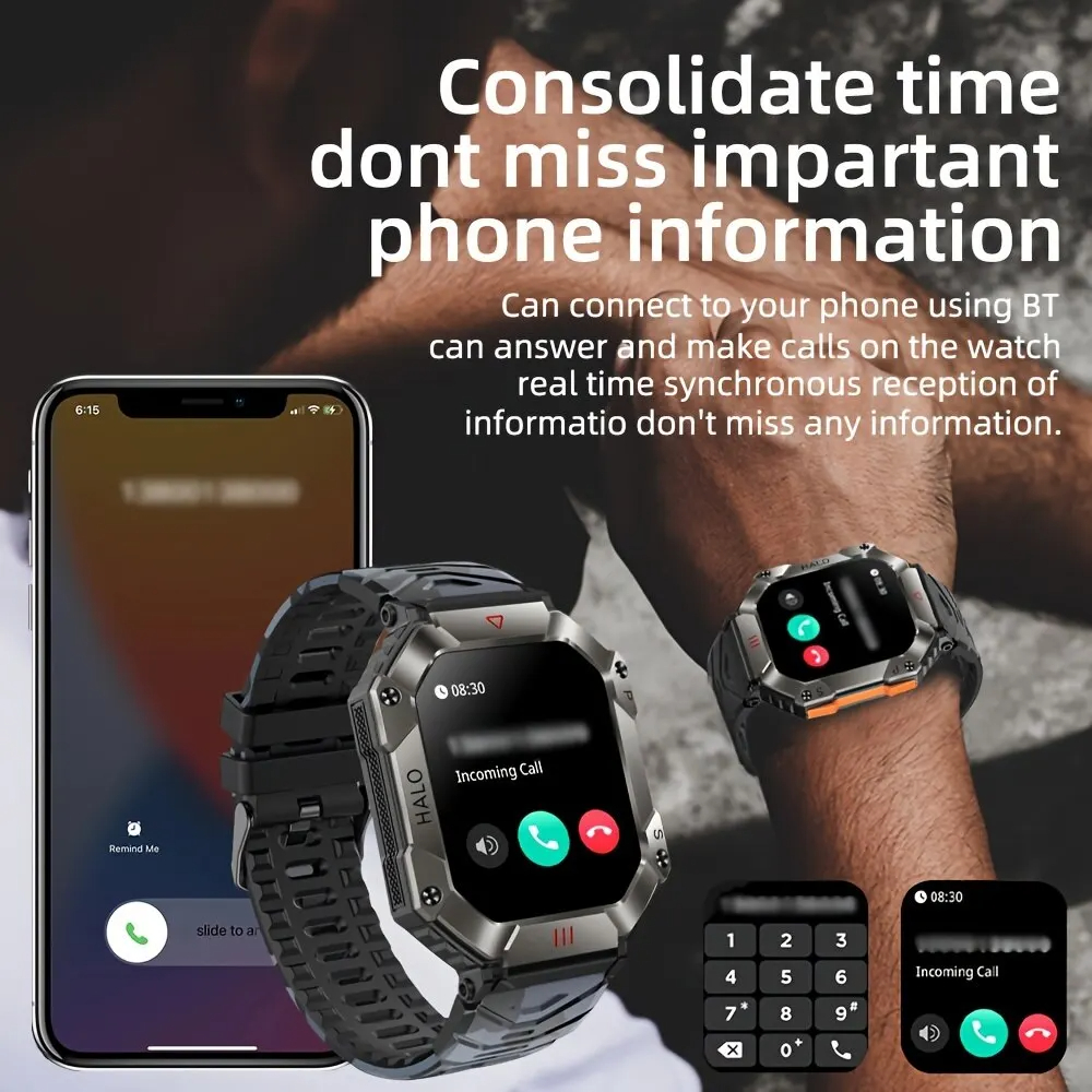 Men Smartwatch Compass Barometer Altimeter GPS Trajectory Outdoor Sport Bluetooth Call 650mAh 2.0'' Smart Watch Men