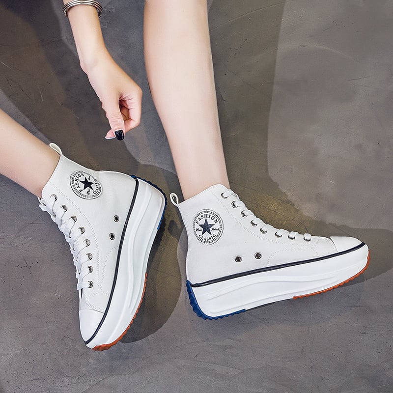 Canvas Shoes Women Trainers Women High Top Sneaker Lady Autumn Female Footwear Breathable Girl White Black Sneakers QW-62