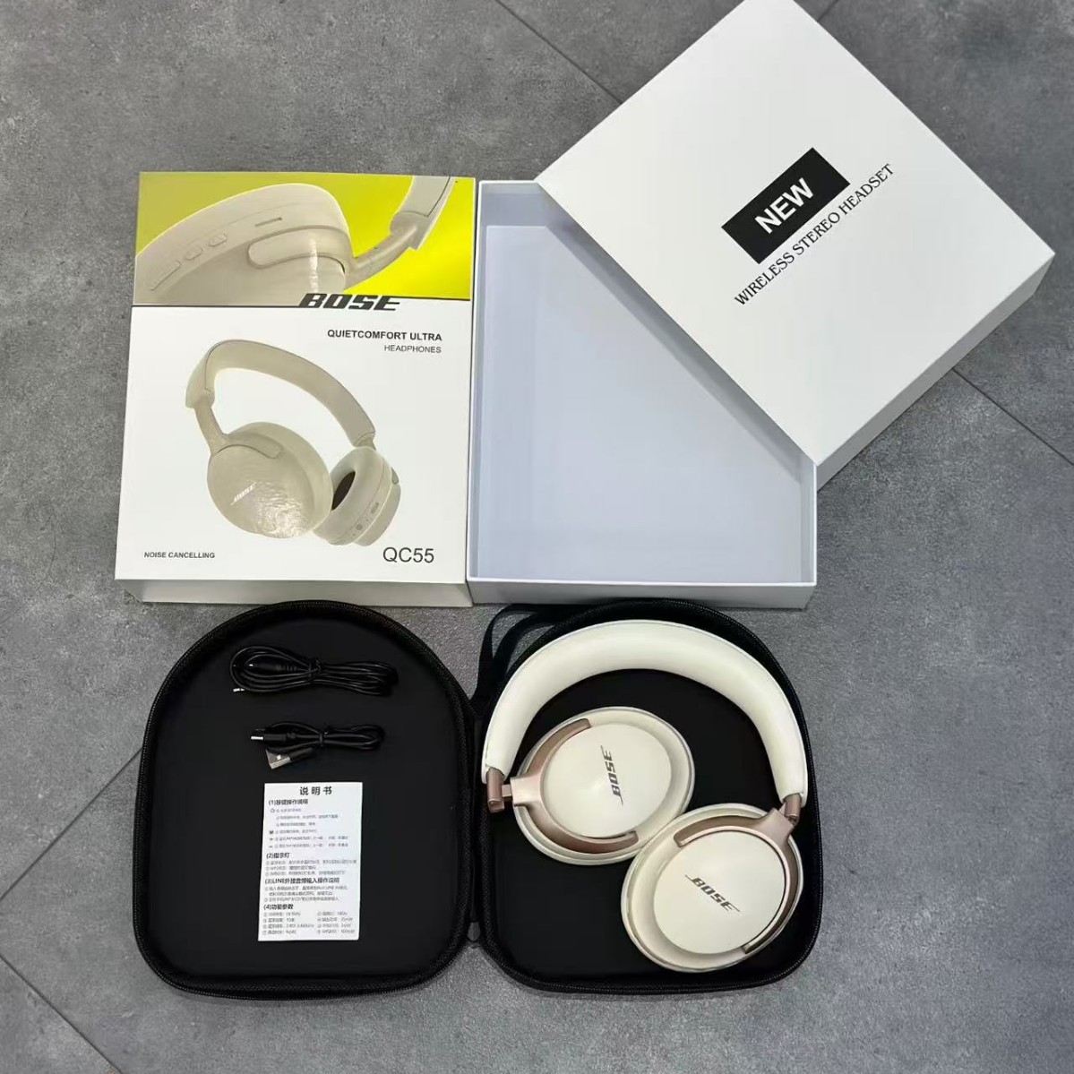 QC55 Wireless Noise Reduction 3D Stereoscopic Headphones ULTRA Ultra Long Battery Life
