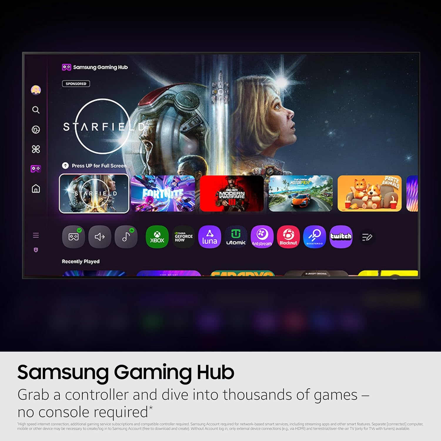 Samsung 50-Inch Class Crystal UHD U8000F 4K Smart TV (2025 Model) Endless Free Content, Crystal Processor 4K, MetalStream Design, Knox Security, Alexa