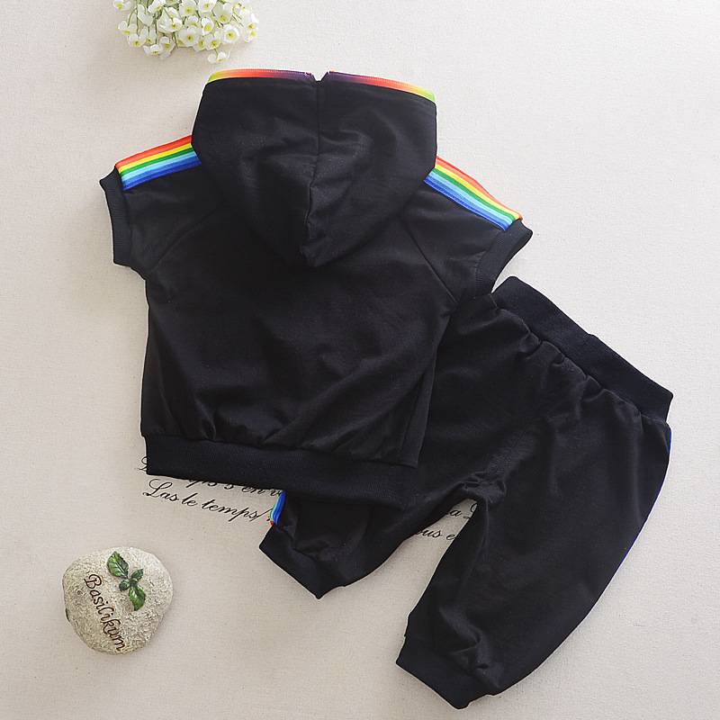 Fashion Kids Boy Girl Clothes Sportswear Summer Baby Colorful Hoodies Shorts 2Pcs/sets Children Outfit Toddler Cotton Tracksutis