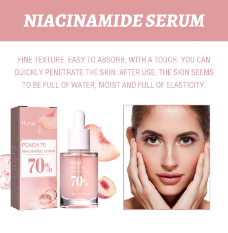 Peach 70% Niacinamide Facial Serum Fade Melanin Moisturzing Shrink Pores Smooth Brightening Skin Care Dark Spot Remover Serum